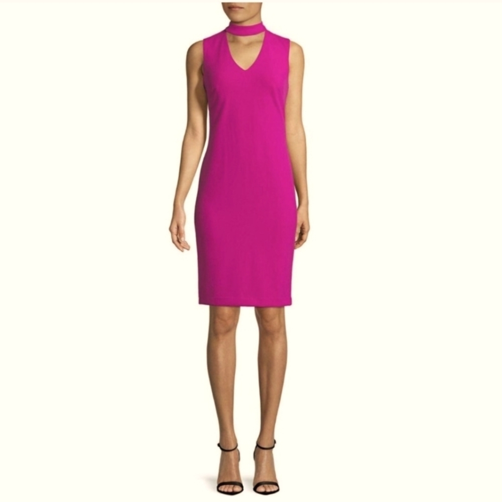 Calvin Klein Choker V-keyhole Dress, Size 4